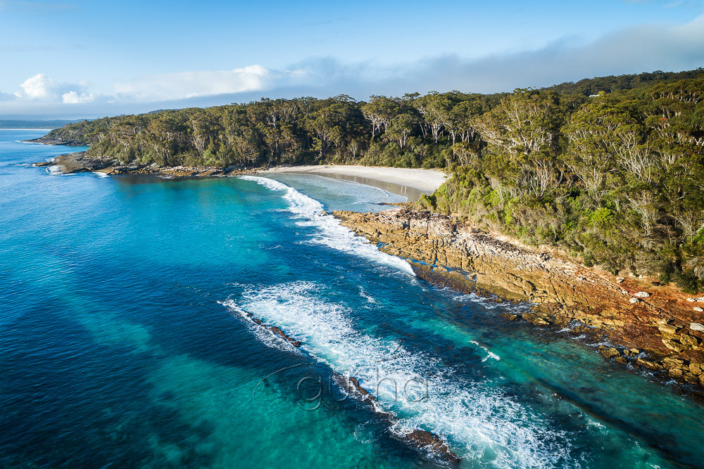An aerial photo of Blenheim Beach, Australia