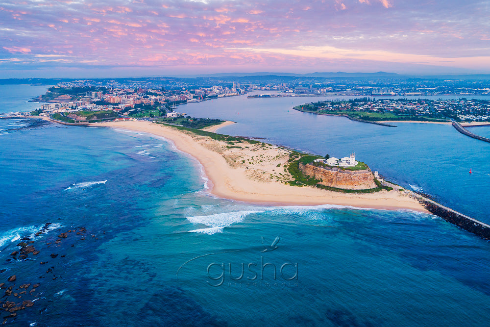 An photo captured at sunrise of Nobbys Beach at Newcastle, Australia