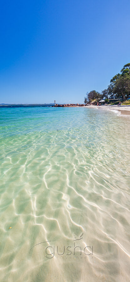 Sheltered waters of kiddies corner at Fly Point.