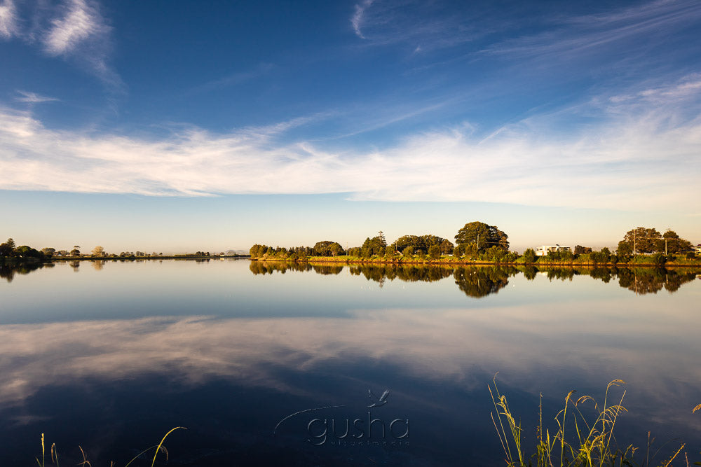 Reflected clouds seen over the Macleay River