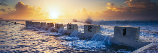 Acrylic 'Glass' Print 121x40cm Merewether Pool NE3766