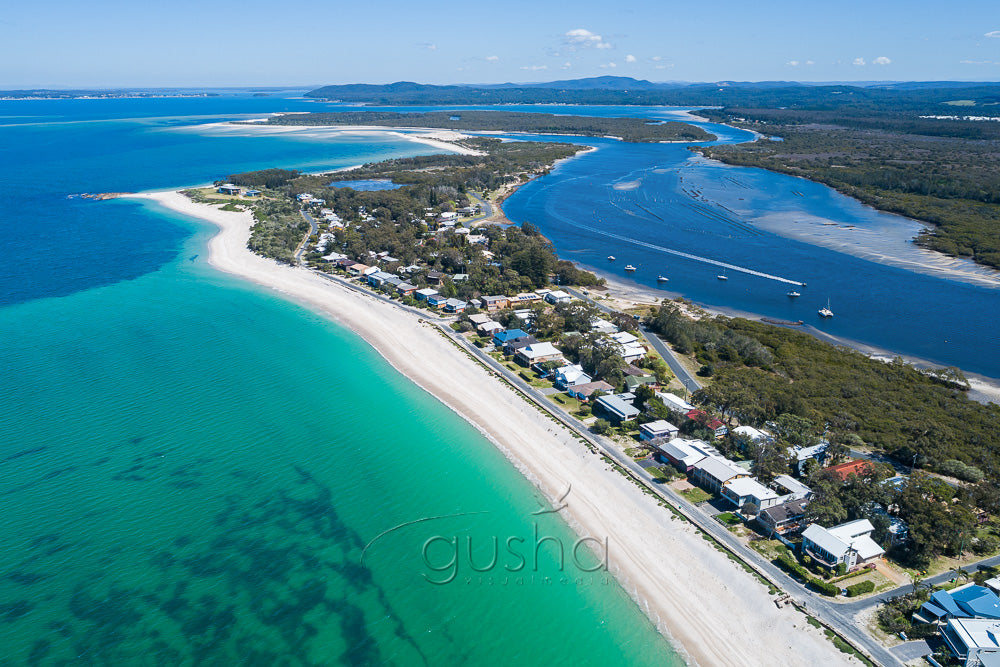 An aerial photo of Jimmys Beach and Winda Woppa in Australia