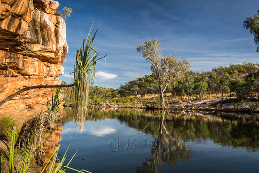This crocodile free oasis near Manning Gorge camp ground is welcome relief from the outback heat. The campground offered unpowered sites and lucky to get a hot shower but this was my favourite campsite during our time exploring the Gibb River Road.