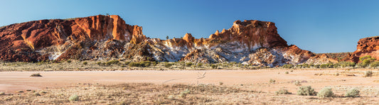 A panoramic photo of Rainbow Valley