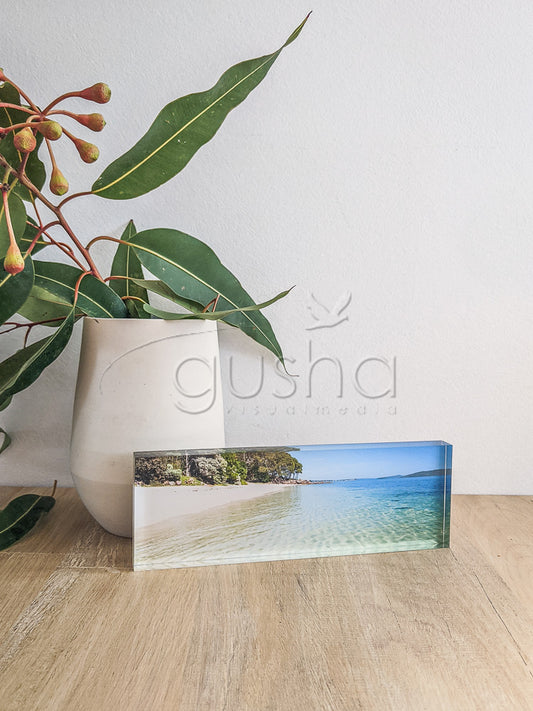 Acrylic desk block featuring Dutchmans Beach PS2088