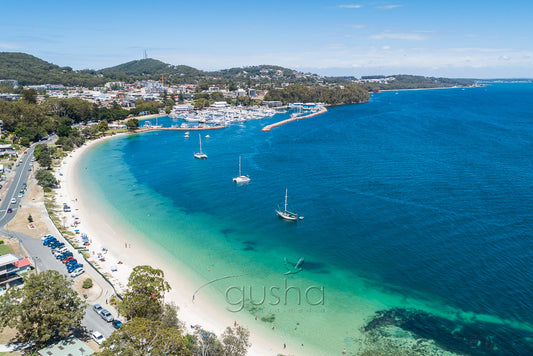 An aerial photo of Nelson Bay at Port Stephens, Australia