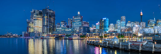 At the north end of Darling Harbour, the skyline is changing as construction continues at Barangaroo to the left of this photo.